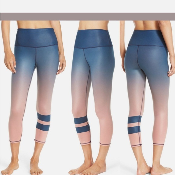 ALO Yoga Pants - ALO High‎ Waist Airbrush Capris in Pink/Blue Ombre Size S